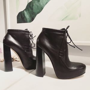 Incredible black leather ALEXANDER WANG Constance Ankle Boots Platform Heel 40